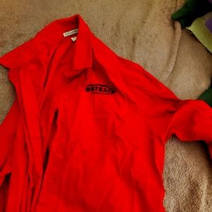 Red long sleeve outback steakhouse button down shirt size xl